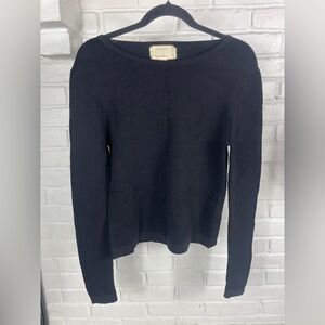 Atelier by Nicole Miller Black Knit Long Sleeve Top Rayon Blend Medium quiet lux